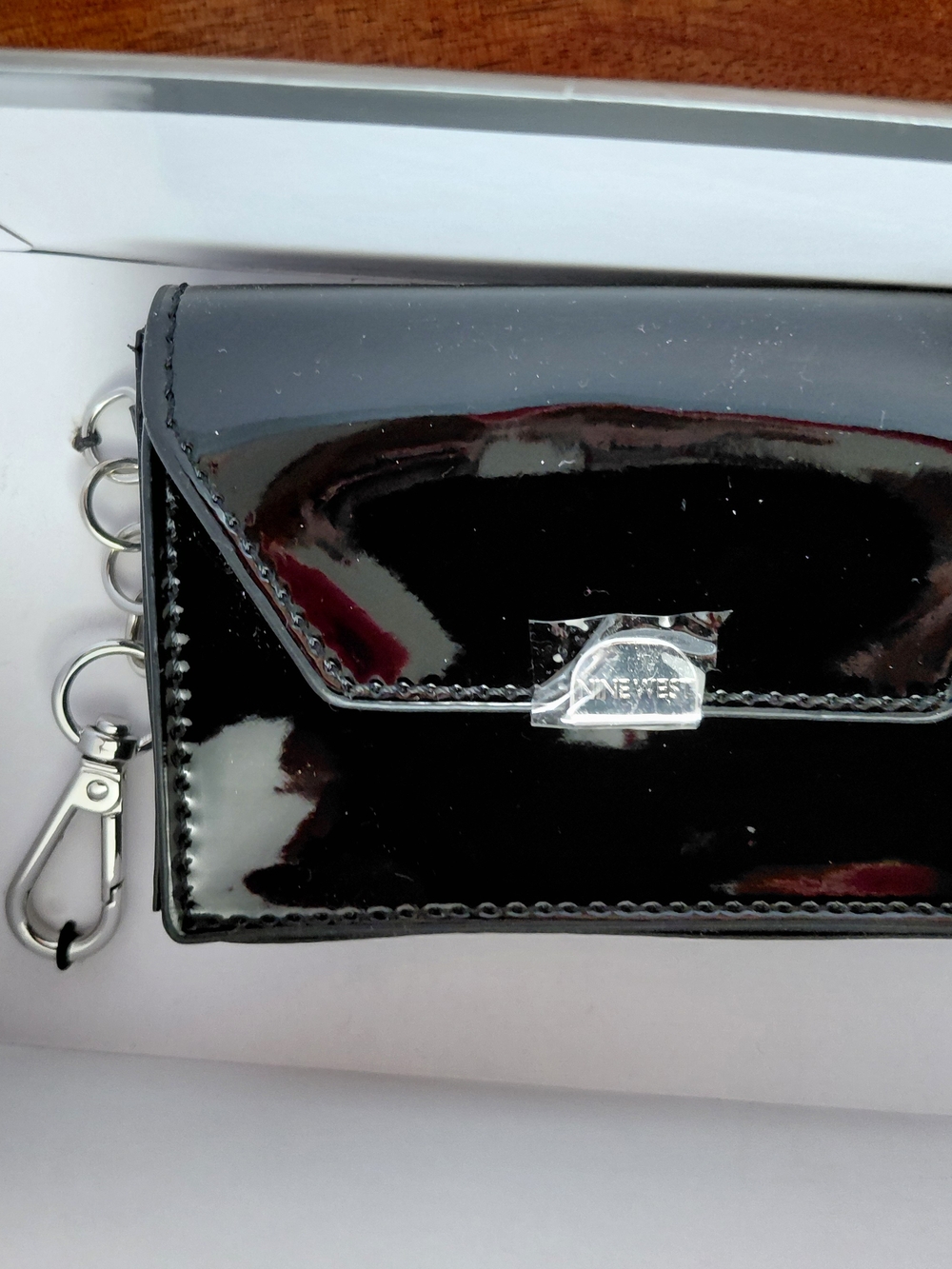 Nine West Black Patent Crossbody Purse with Matching Card Holder - Picture 3 of 5